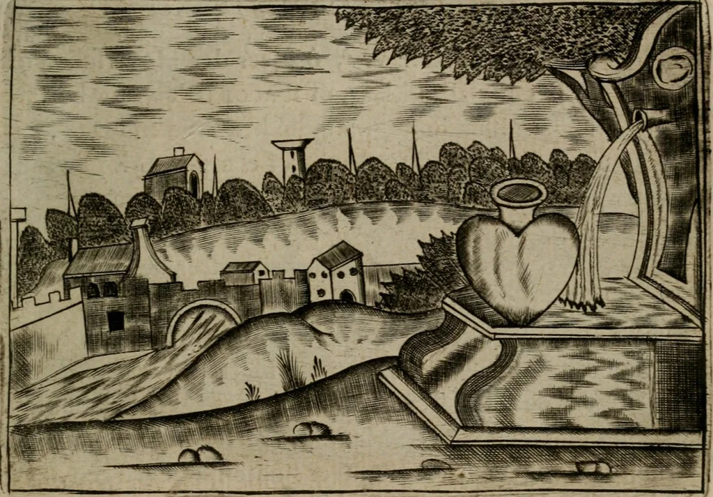 An illustration from Christelyke aandachten of vlammende ziel-zuchten : eener Godvreesend ziele, met een Goddelijk antwoord daar op passende, 1735, leaf 56