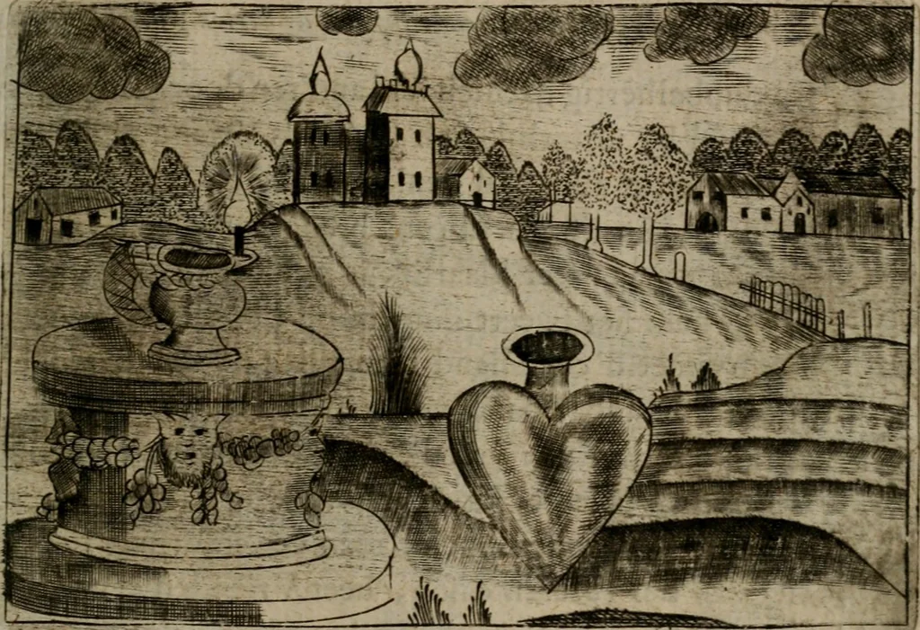 An illustration from Christelyke aandachten of vlammende ziel-zuchten : eener Godvreesend ziele, met een Goddelijk antwoord daar op passende, 1735, leaf 64