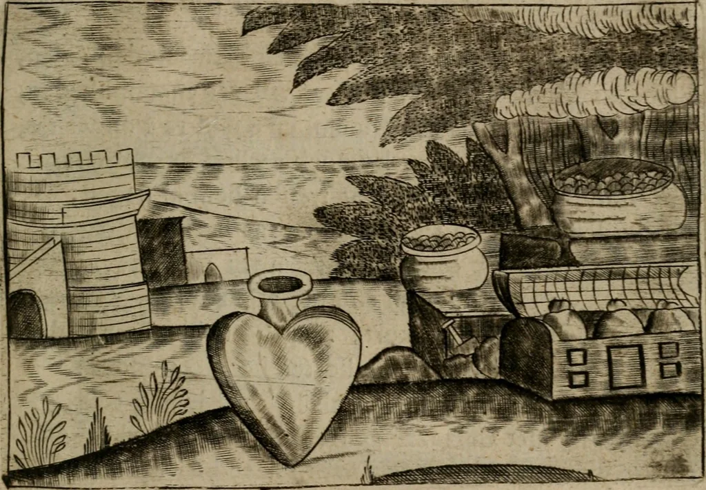An illustration from Christelyke aandachten of vlammende ziel-zuchten : eener Godvreesend ziele, met een Goddelijk antwoord daar op passende, 1735, leaf 74