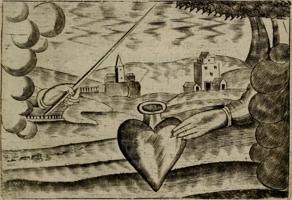 An illustration from Christelyke aandachten of vlammende ziel-zuchten : eener Godvreesend ziele, met een Goddelijk antwoord daar op passende, 1735, leaf 86