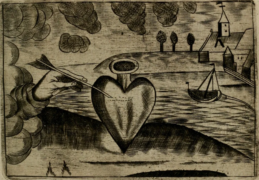 An illustration from Christelyke aandachten of vlammende ziel-zuchten : eener Godvreesend ziele, met een Goddelijk antwoord daar op passende, 1735, leaf 94