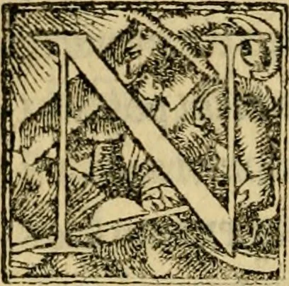 An illustration from Christianae religionis institutio : totam ferè pietatis summã & quicquid est in doctrina salutis cognitu necessarium complectens : omnibus pietatis studiosis lectu dignissimum opus, ac recens editum Praefatio ad Christianissimum regem franciae, qua hic ei liber pro confessione fidei offertur .., 1536, leaf 203