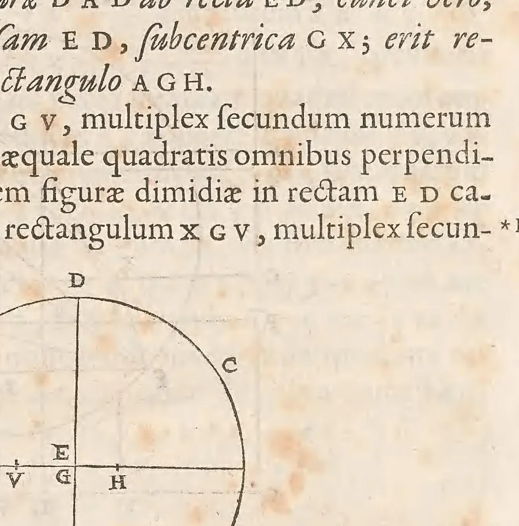An illustration from Christiani Hvgenii ... Horologivm oscillatorivm : sive, De motv pendvlorvm ad horologia aptato demonstrationes geometricæ, 1673, leaf 129