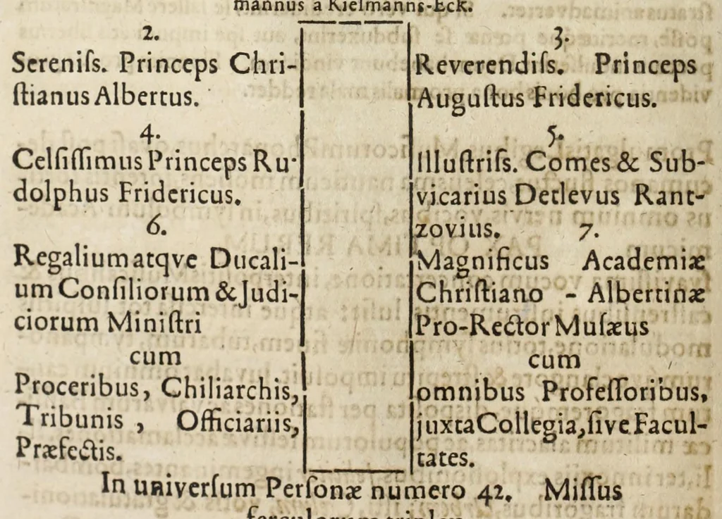 An illustration from Christiano-Albertinae inauguratio, 1665, leaf 214