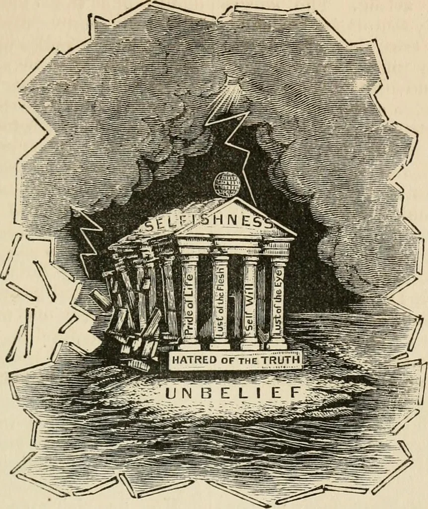 An illustration from Christian similitudes: being a series of emblematic engravings, with written explanations, miscellaneous observations, and religious reflections, designed to illustrate divine truth, in accordance with the cardinal principles of Christianity .., 1866, leaf 100
