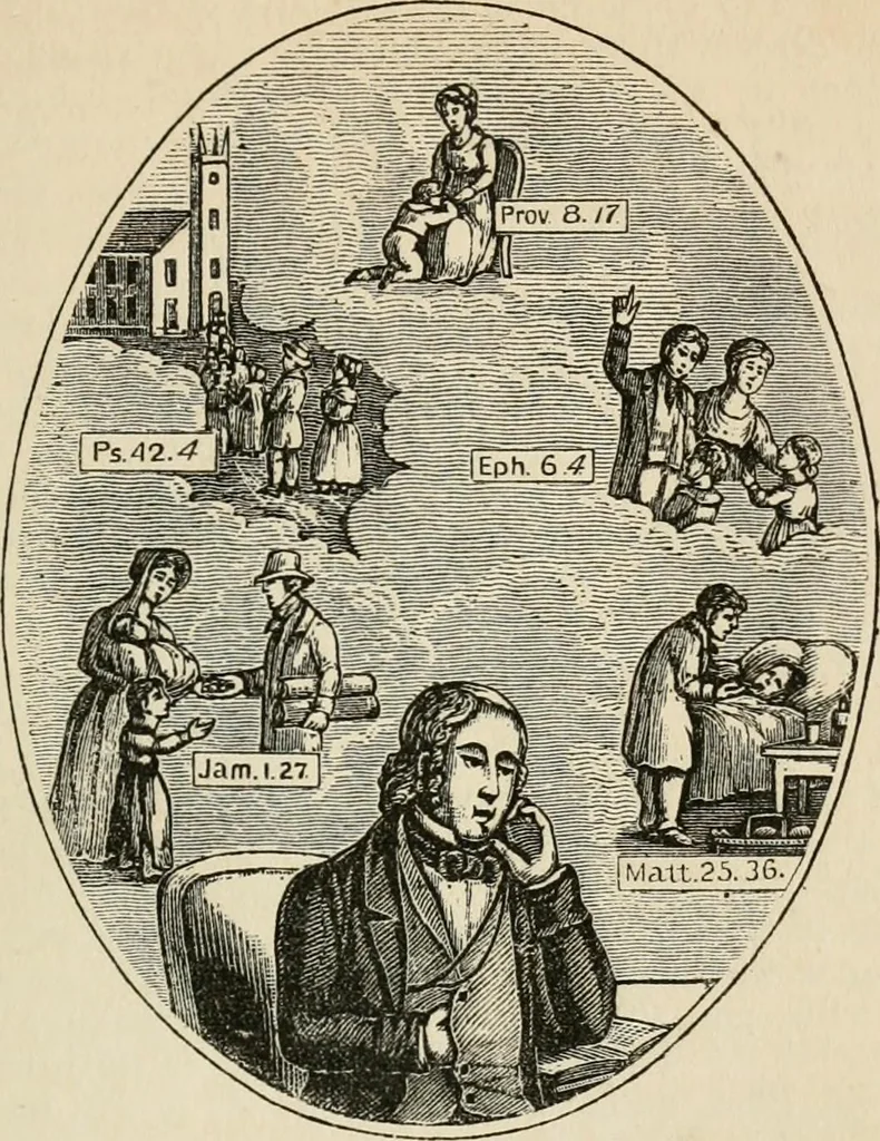 An illustration from Christian similitudes: being a series of emblematic engravings, with written explanations, miscellaneous observations, and religious reflections, designed to illustrate divine truth, in accordance with the cardinal principles of Christianity .., 1866, leaf 22