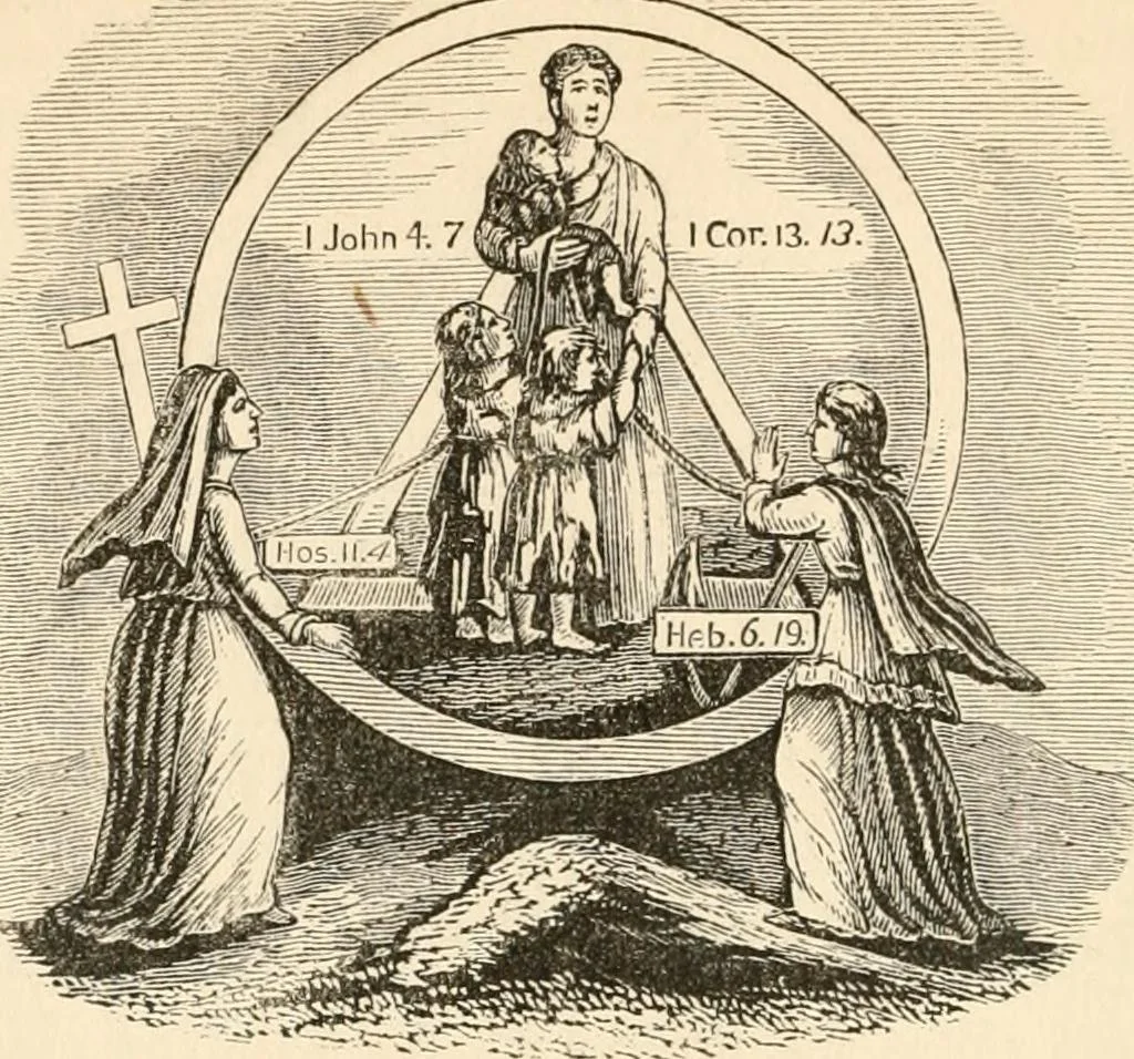 An illustration from Christian similitudes: being a series of emblematic engravings, with written explanations, miscellaneous observations, and religious reflections, designed to illustrate divine truth, in accordance with the cardinal principles of Christianity .., 1866, leaf 33