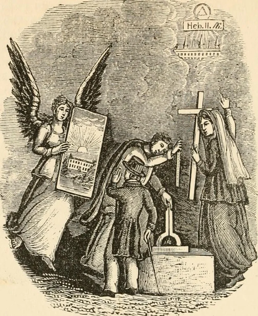 An illustration from Christian similitudes: being a series of emblematic engravings, with written explanations, miscellaneous observations, and religious reflections, designed to illustrate divine truth, in accordance with the cardinal principles of Christianity .., 1866, leaf 37