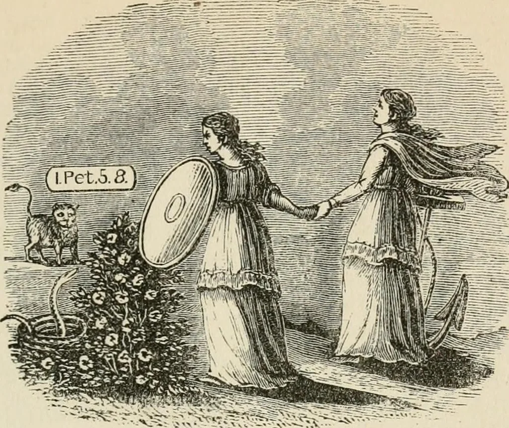 An illustration from Christian similitudes: being a series of emblematic engravings, with written explanations, miscellaneous observations, and religious reflections, designed to illustrate divine truth, in accordance with the cardinal principles of Christianity .., 1866, leaf 40