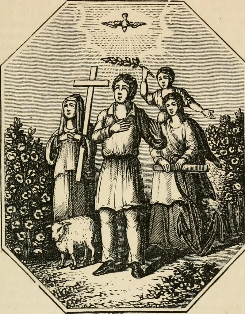An illustration from Christian similitudes: being a series of emblematic engravings, with written explanations, miscellaneous observations, and religious reflections, designed to illustrate divine truth, in accordance with the cardinal principles of Christianity .., 1866, leaf 52