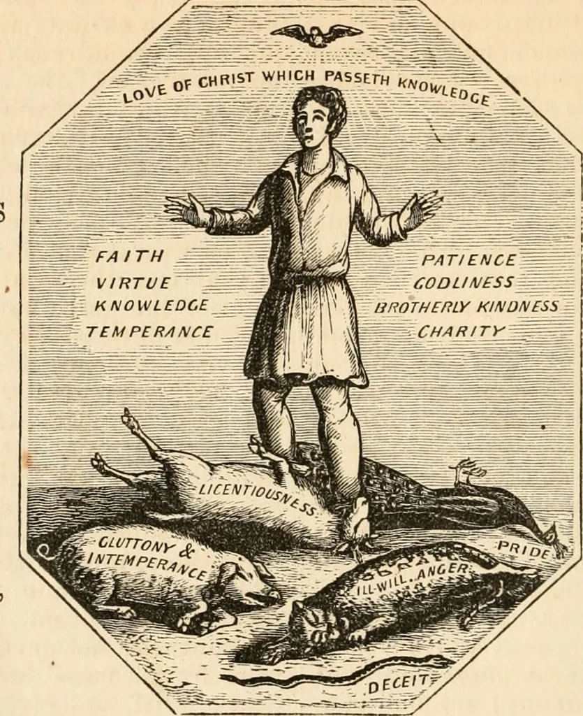 An illustration from Christian similitudes: being a series of emblematic engravings, with written explanations, miscellaneous observations, and religious reflections, designed to illustrate divine truth, in accordance with the cardinal principles of Christianity .., 1866, leaf 55