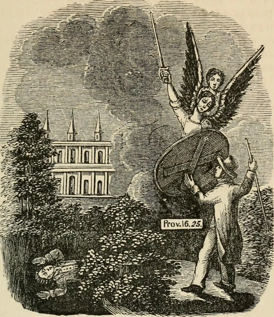 An illustration from Christian similitudes: being a series of emblematic engravings, with written explanations, miscellaneous observations, and religious reflections, designed to illustrate divine truth, in accordance with the cardinal principles of Christianity .., 1866, leaf 82