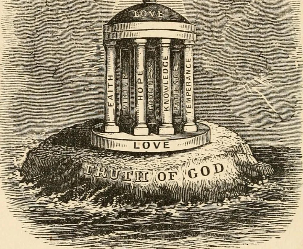 An illustration from Christian similitudes: being a series of emblematic engravings, with written explanations, miscellaneous observations, and religious reflections, designed to illustrate divine truth, in accordance with the cardinal principles of Christianity .., 1866, leaf 97