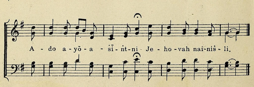An illustration from Christian songs in Navaho, 1908, leaf 10