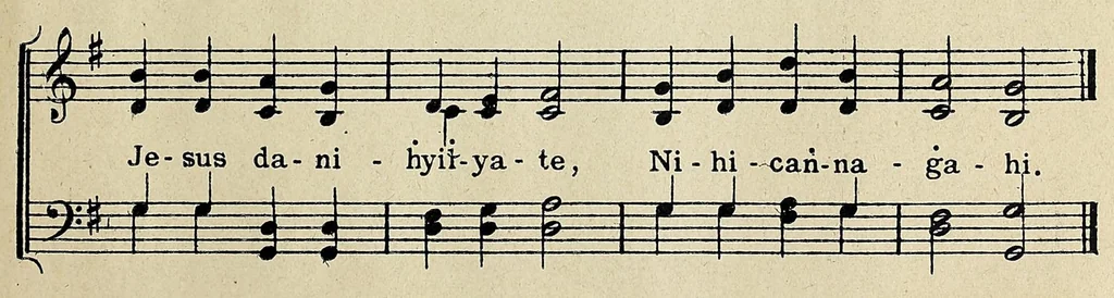 An illustration from Christian songs in Navaho, 1908, leaf 13