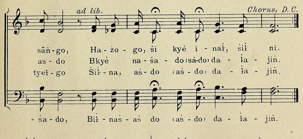 An illustration from Christian songs in Navaho, 1908, leaf 15