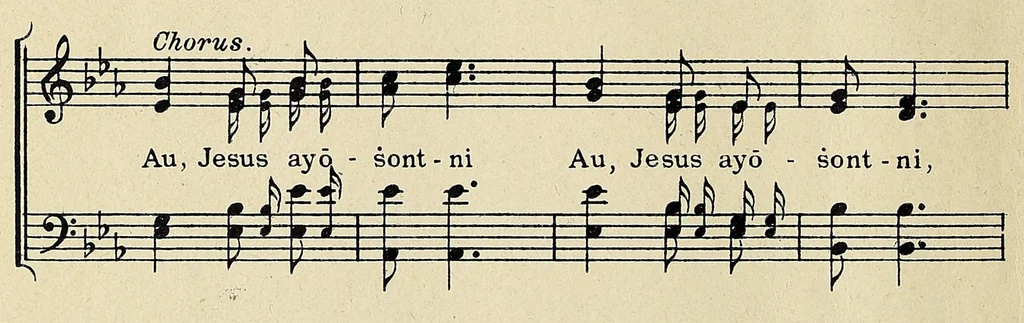 An illustration from Christian songs in Navaho, 1908, leaf 16