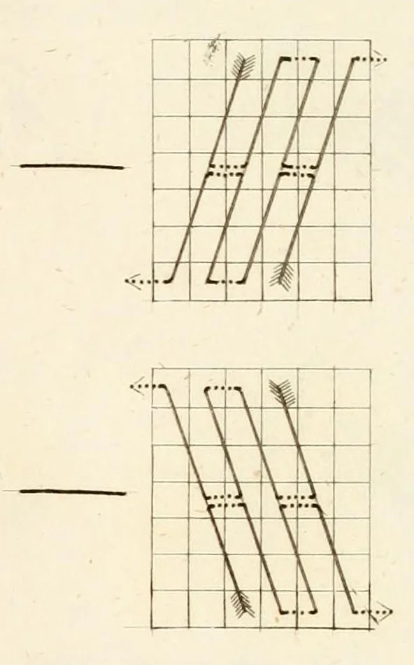 An illustration from Chromagraphie, ou, L'art de composer un dessin : à l'aide de lignes et de figures géométriques, et de l'imiter avec des matières colorées ..., 1839, leaf 77