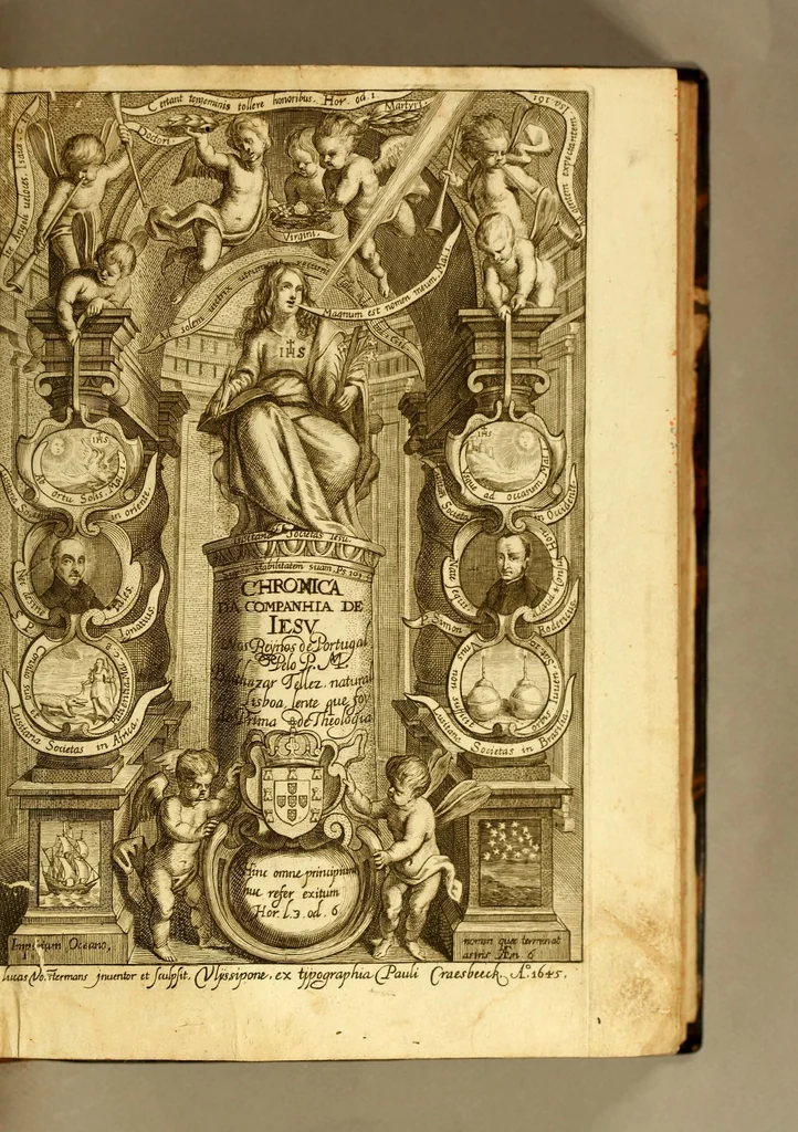 An illustration from Chronica da Companhia de Iesu, na provincia de Portugal; : e do que fizeram, nas conquistas d'este reyno, os religiosos, que na mesma provincia entràram, nos annos em que viveo S. Ignacio de Loyola, nosso fundador., 1645, leaf 3