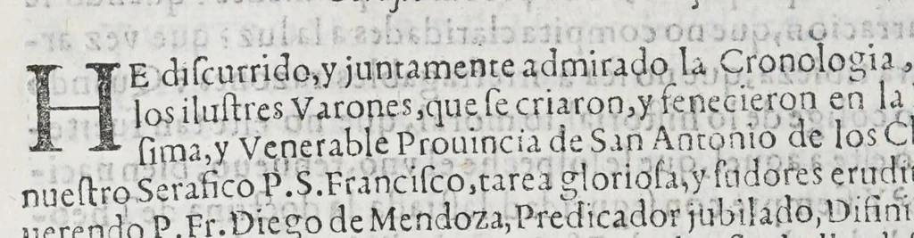 An illustration from Chronica de la Prouincia de S. Antonio de los Charcas del Orden de n[uest]ro seraphico P.S. Francisco en las Indias Occidentales reyno del Peru, 1665, leaf 28