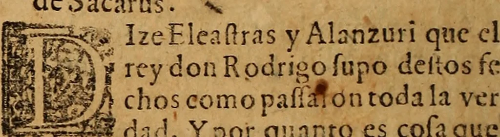 An illustration from Chronica del rey Don Rodrigo, con la destruycion de España, y como los moros la ganaron. Nueuam ante corregida. Contiene de mas de la historia muchas viuas razones, y auisos muy prouechosos, 1587, leaf 145