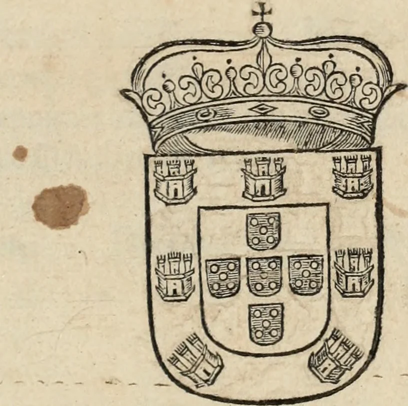 An illustration from Chronica dos valerosos e insignes feitos del Rey Dom IoÃ£o II, de gloriosa memoria, em que se refere, sua vida, suas virtudes, seu magnanimo esforÃ§o, excellentes costumes, e seu Christianissimo zelo, 1622, leaf 6