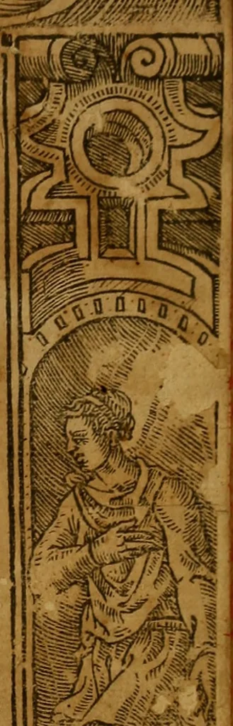 An illustration from Chronica, o descripcio dels fets, e hazanyes del inclyt rey Don Iavme Primer : rey Darago, de Mallorques, e de Valencia: compte de Barcelona, e de Muntpesller : e de molts desos descendents, 1562, leaf 4