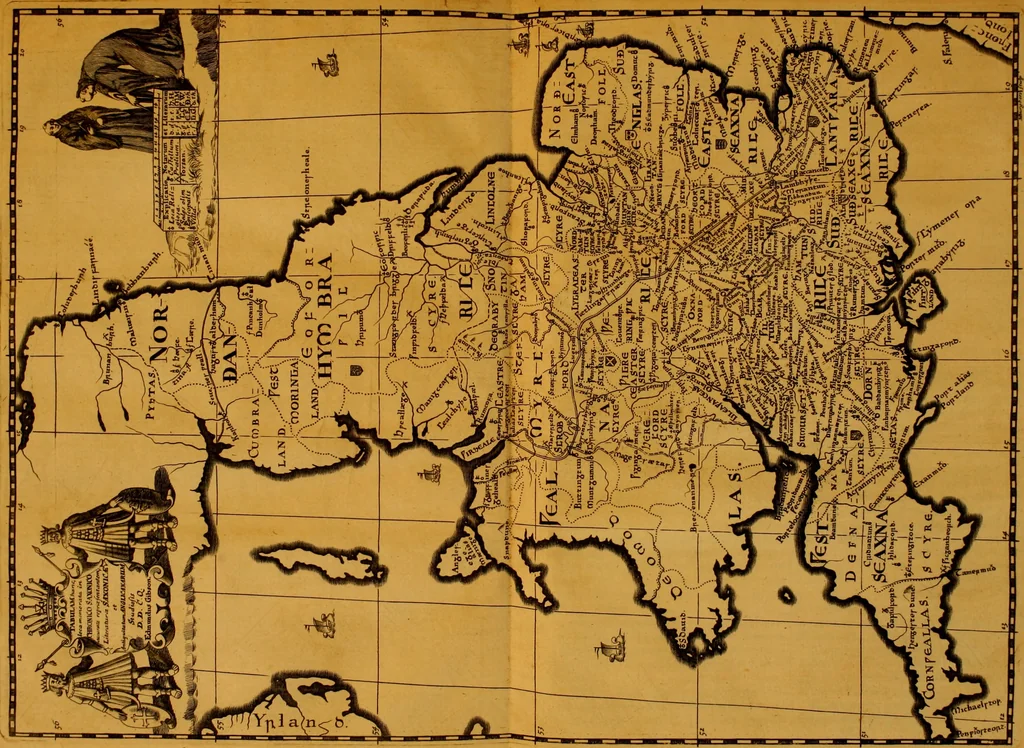An illustration from Chronicon saxonicum : seu Annales rerum in Anglia præcique gestarum, a Christo nato ad annum usque MCLIV. deducti, ac jam demum latinitate donati. Cum indice rerum chronologico. Accedunt regulæ ad investigandas nominum locorum origines. Et nominum locorum ac virorum in chronico memoratorum explicatio, 1692, leaf 308
