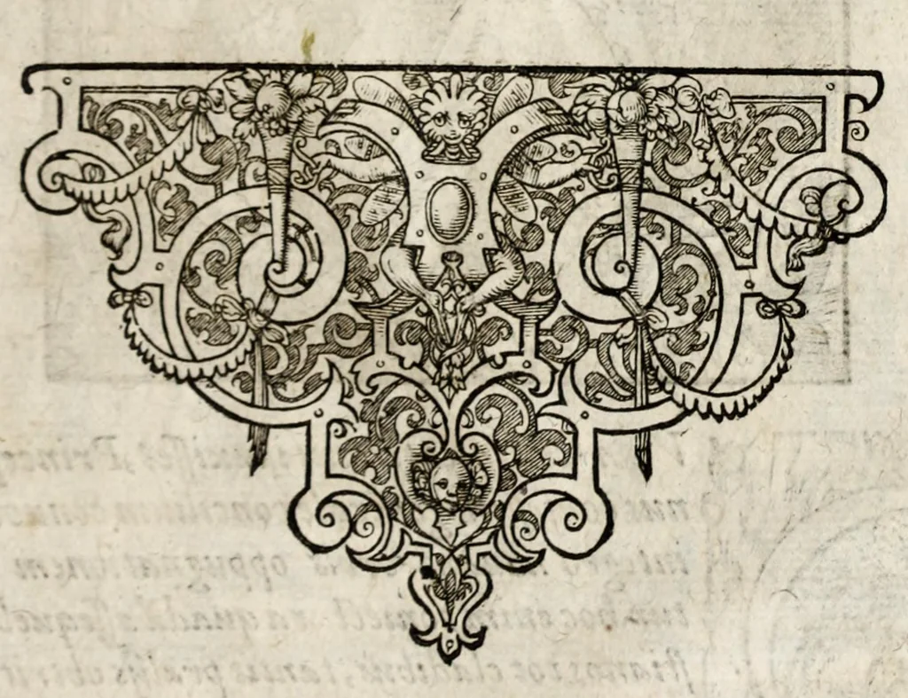 An illustration from Chronicorvm Tvrcicorvm, in quibus Tvrcorvm origo, principes, imperatores, bella, praelia, caedes, victoriae, reiqve militaris ratio, et caetera huc pertinentia ... exponuntur; et Mahometicae religionis instituta, iudiciorumq. processus, & aulae constitutio; procerum item ac populi mores, vitaeq. degendae ratio percensetur: accessere, Narratio de Baiazethis filiorvm seditionibvs; Tvrcicarvm item rerum epitome; ... et Iohannis Aventini Liber, in quo causae miseriarum, quibus Christiana respub. premitur, indicantur ... tomvs primvs, 1578, leaf 1075