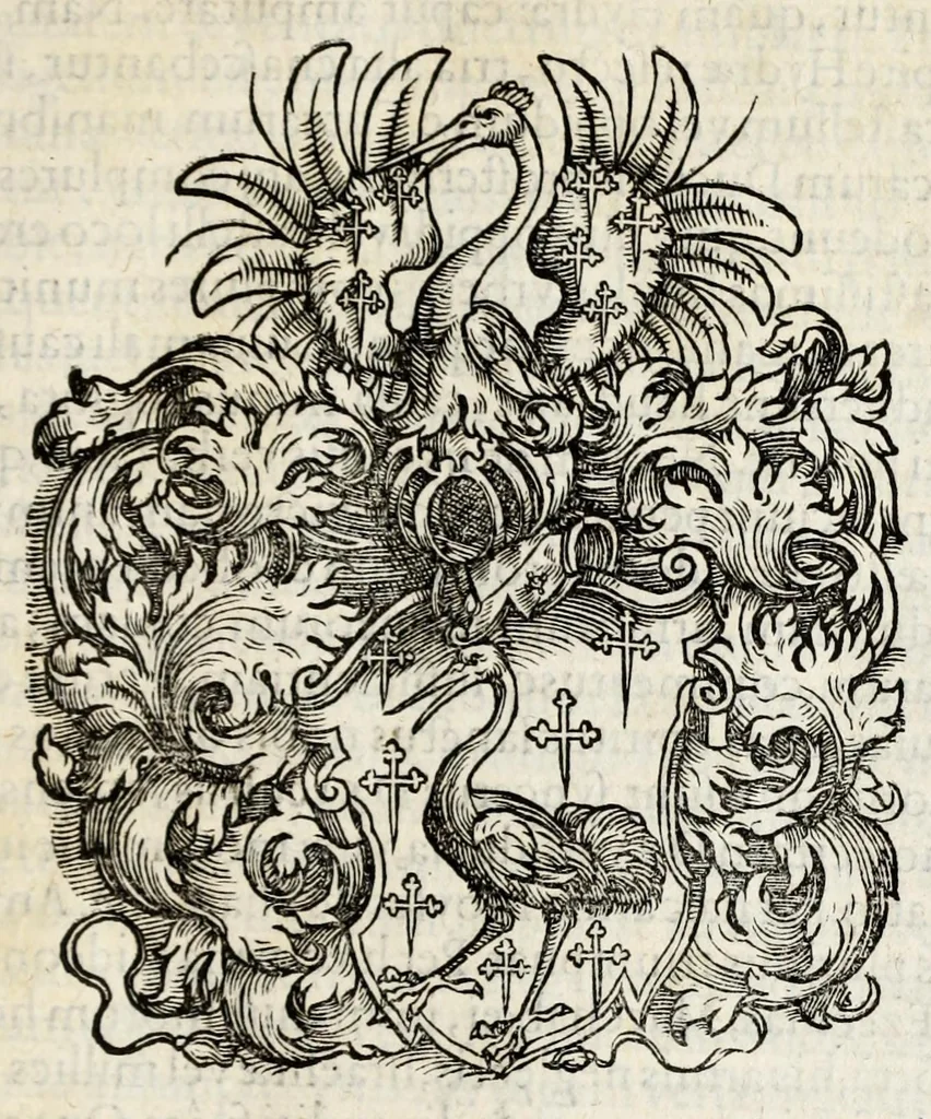 An illustration from Chronicorvm Tvrcicorvm, in quibus Tvrcorvm origo, principes, imperatores, bella, praelia, caedes, victoriae, reiqve militaris ratio, et caetera huc pertinentia ... exponuntur; et Mahometicae religionis instituta, iudiciorumq. processus, & aulae constitutio; procerum item ac populi mores, vitaeq. degendae ratio percensetur: accessere, Narratio de Baiazethis filiorvm seditionibvs; Tvrcicarvm item rerum epitome; ... et Iohannis Aventini Liber, in quo causae miseriarum, quibus Christiana respub. premitur, indicantur ... tomvs primvs, 1578, leaf 279