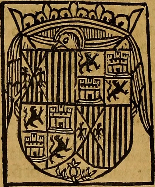 An illustration from Chroniques de Espãya fins aci no divulgades : que tracta d'Is Noblese e Inuictissims Reys dels Gots: y gestes de aquells: y dels Gotes de Barcelona: e Reys de Arago: ab moltes coses dignes de perpetua memoria, 1547, leaf 119