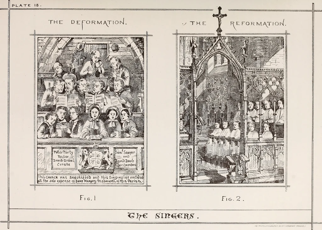 An illustration from Church architecture. Illustrated with thirty-five lithographic plates, from original designs, 1871, leaf 128