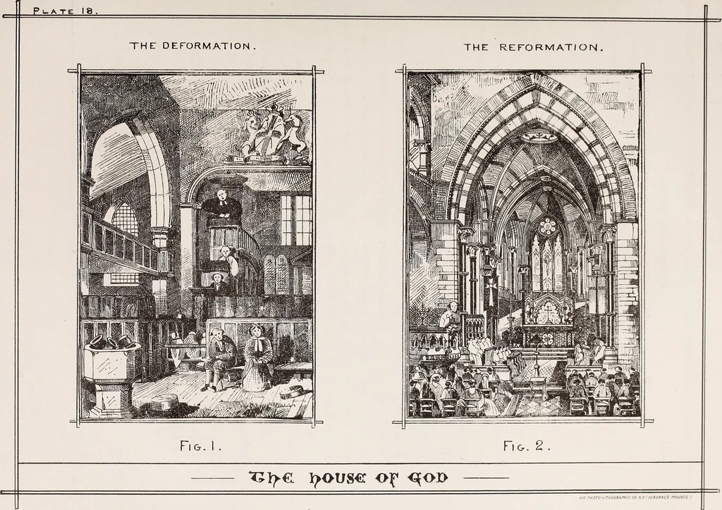 An illustration from Church architecture. Illustrated with thirty-five lithographic plates, from original designs, 1871, leaf 148