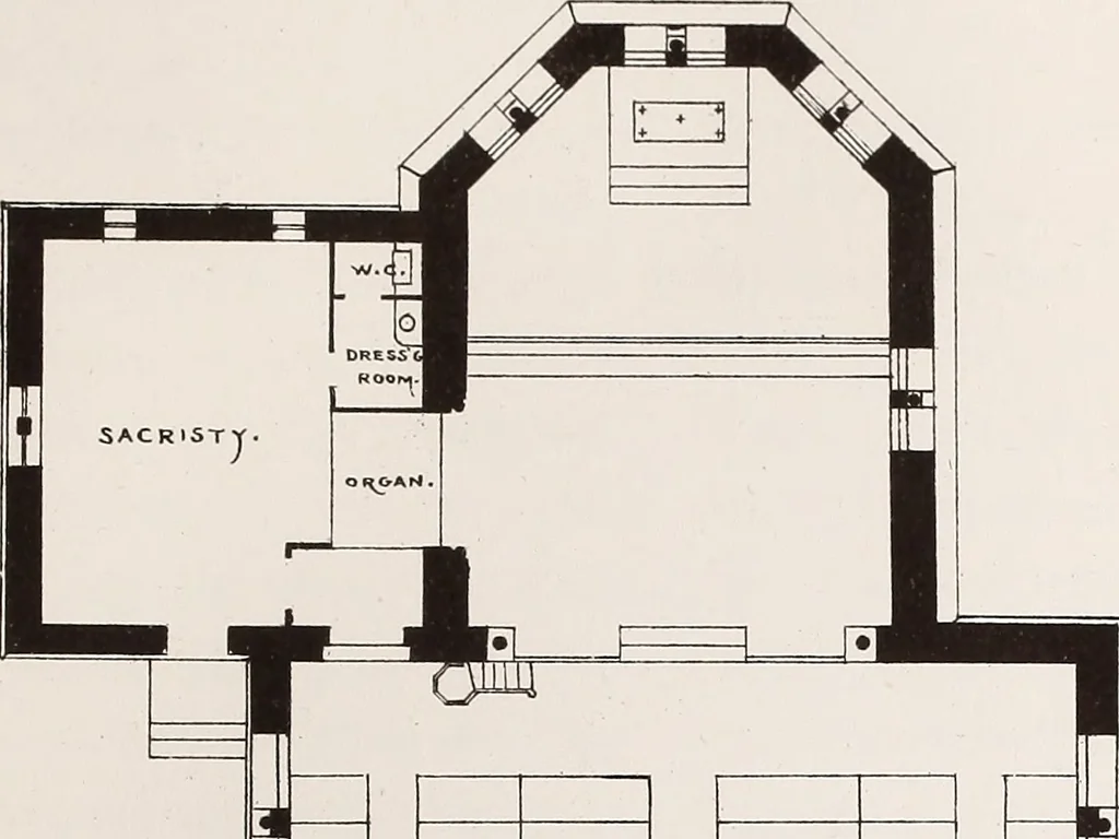 An illustration from Church architecture. Illustrated with thirty-five lithographic plates, from original designs, 1871, leaf 154