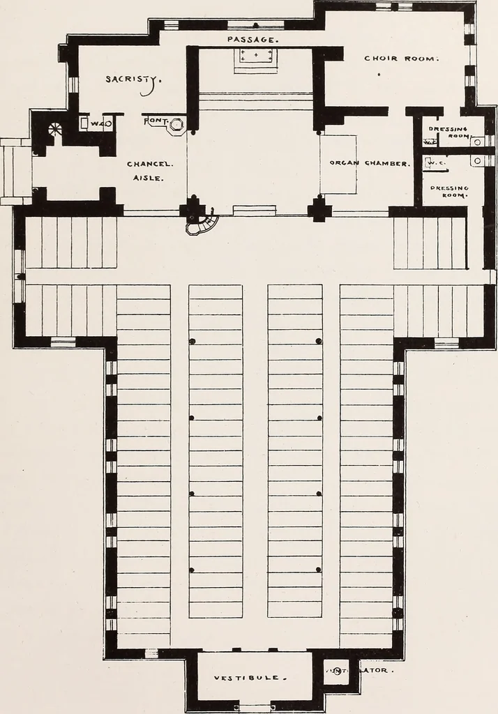 An illustration from Church architecture. Illustrated with thirty-five lithographic plates, from original designs, 1871, leaf 186