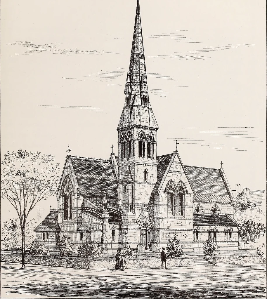 An illustration from Church architecture. Illustrated with thirty-five lithographic plates, from original designs, 1871, leaf 190