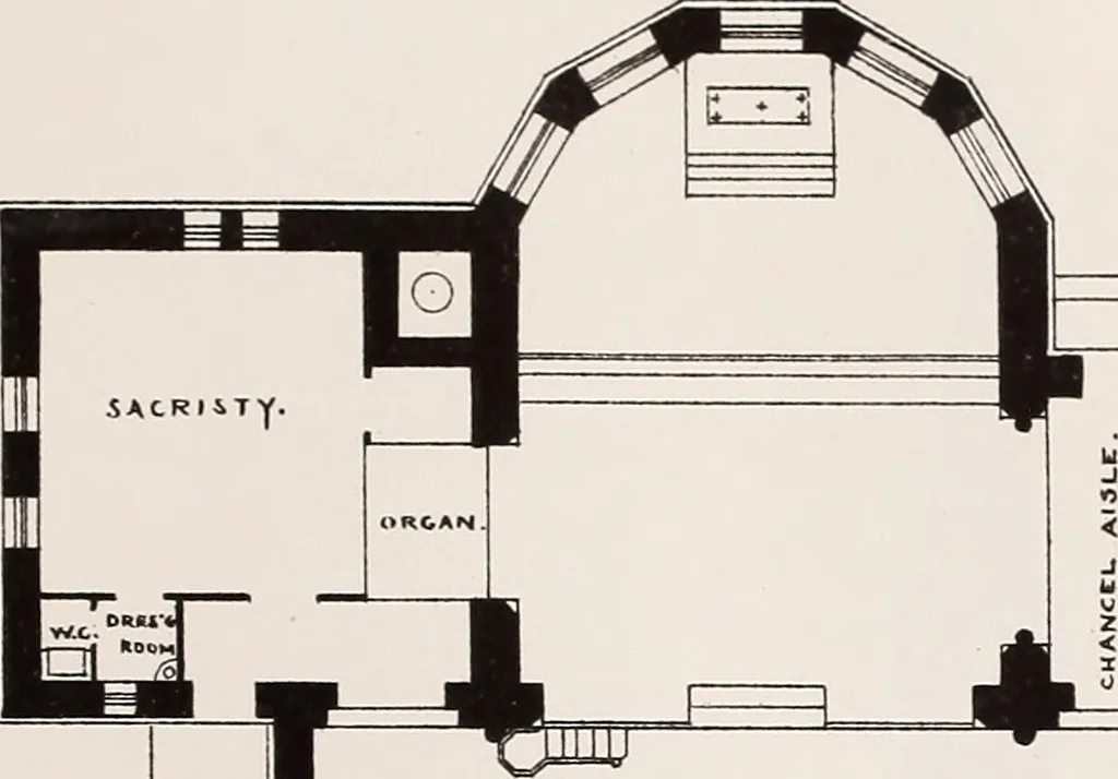 An illustration from Church architecture. Illustrated with thirty-five lithographic plates, from original designs, 1871, leaf 212