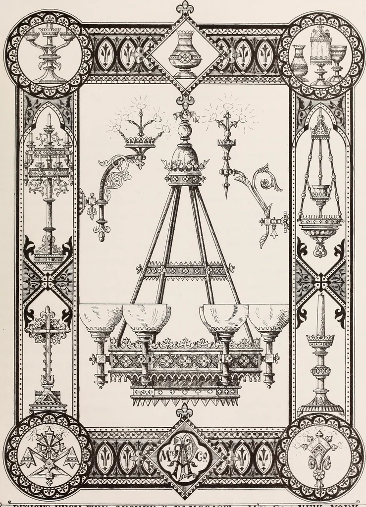 An illustration from Church architecture. Illustrated with thirty-five lithographic plates, from original designs, 1871, leaf 218