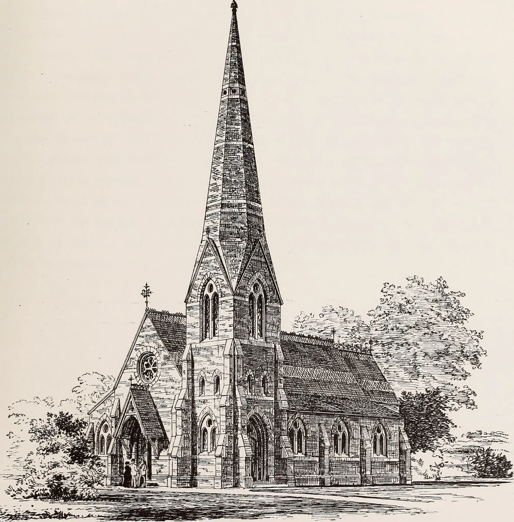 An illustration from Church architecture. Illustrated with thirty-five lithographic plates, from original designs, 1871, leaf 226