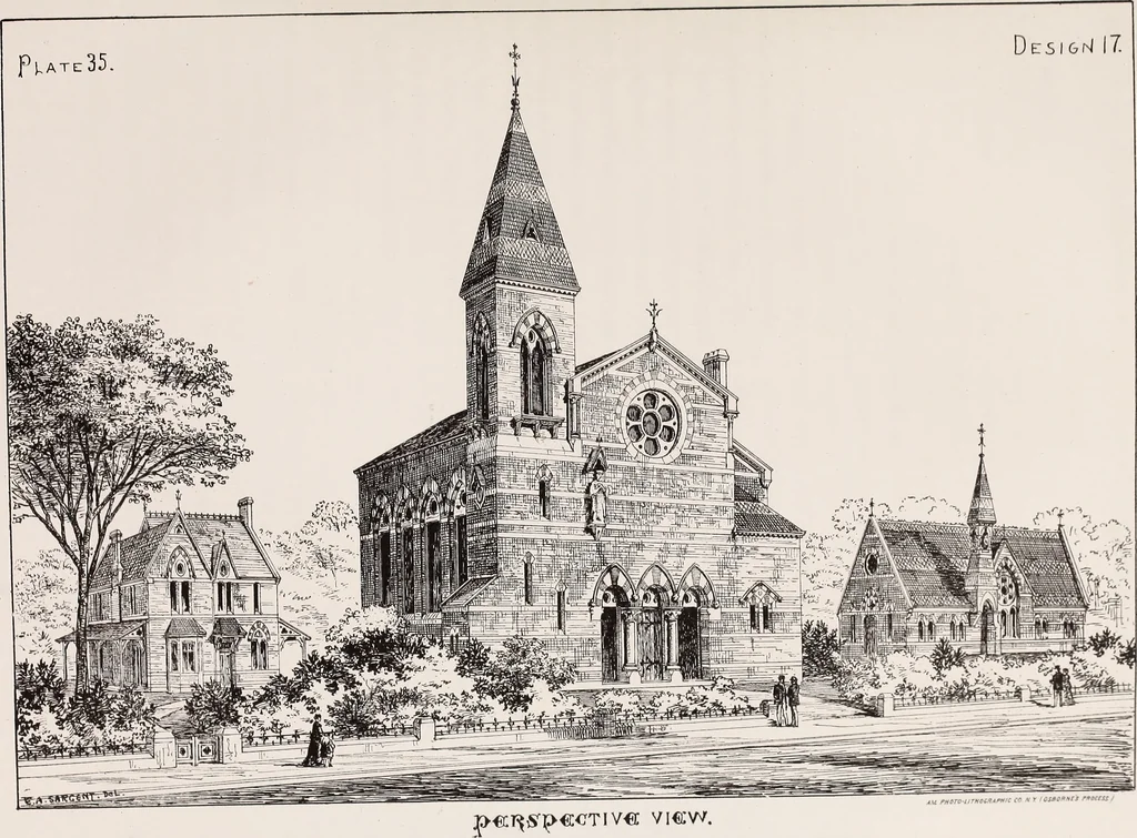 An illustration from Church architecture. Illustrated with thirty-five lithographic plates, from original designs, 1871, leaf 252