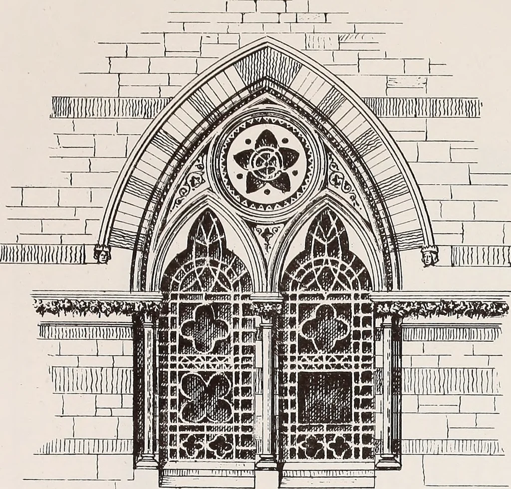 An illustration from Church architecture. Illustrated with thirty-five lithographic plates, from original designs, 1871, leaf 40