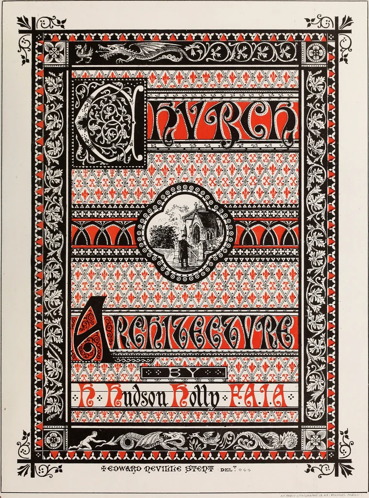 An illustration from Church architecture. Illustrated with thirty-five lithographic plates, from original designs, 1871, leaf 6
