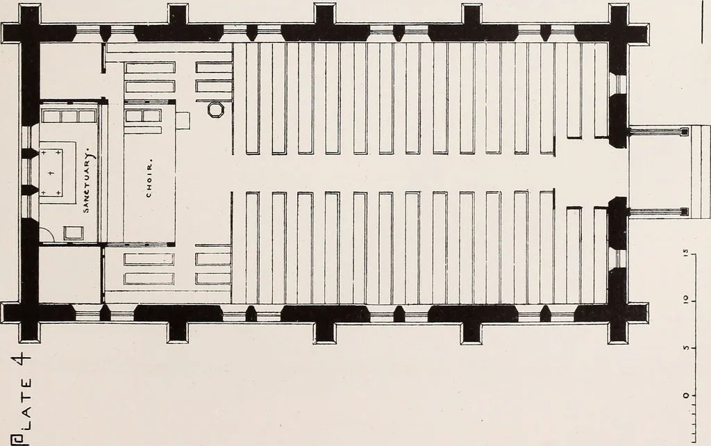 An illustration from Church architecture. Illustrated with thirty-five lithographic plates, from original designs, 1871, leaf 70