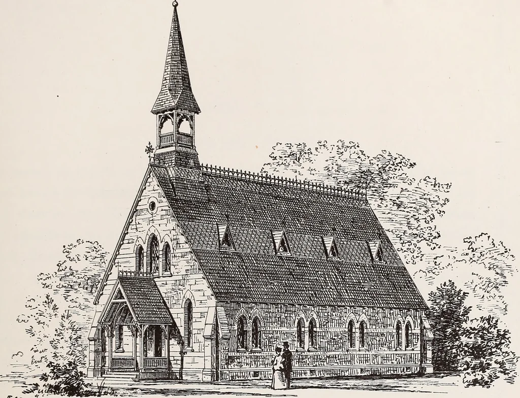 An illustration from Church architecture. Illustrated with thirty-five lithographic plates, from original designs, 1871, leaf 72
