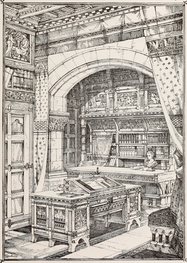 An illustration from Church architecture. Illustrated with thirty-five lithographic plates, from original designs, 1871, leaf 94