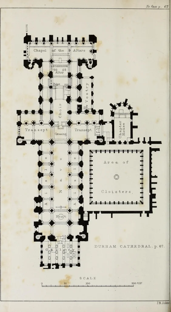 An illustration from Church and conventual arrangement. With copious references, a complete glossary, and an index. And illustrated by a series of ground-plans and plates of the arrangements of churches in different countries and at successive periods, and of the conventual plans adopted by the various orders, 1861, leaf 101