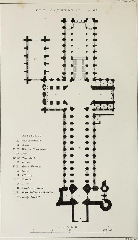 An illustration from Church and conventual arrangement. With copious references, a complete glossary, and an index. And illustrated by a series of ground-plans and plates of the arrangements of churches in different countries and at successive periods, and of the conventual plans adopted by the various orders, 1861, leaf 123