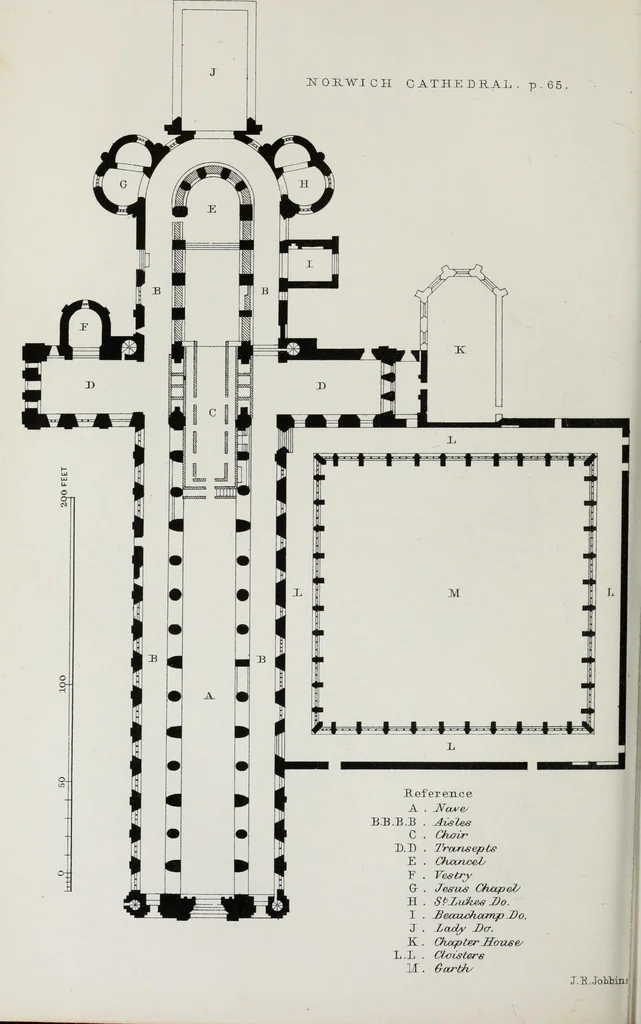 An illustration from Church and conventual arrangement. With copious references, a complete glossary, and an index. And illustrated by a series of ground-plans and plates of the arrangements of churches in different countries and at successive periods, and of the conventual plans adopted by the various orders, 1861, leaf 131
