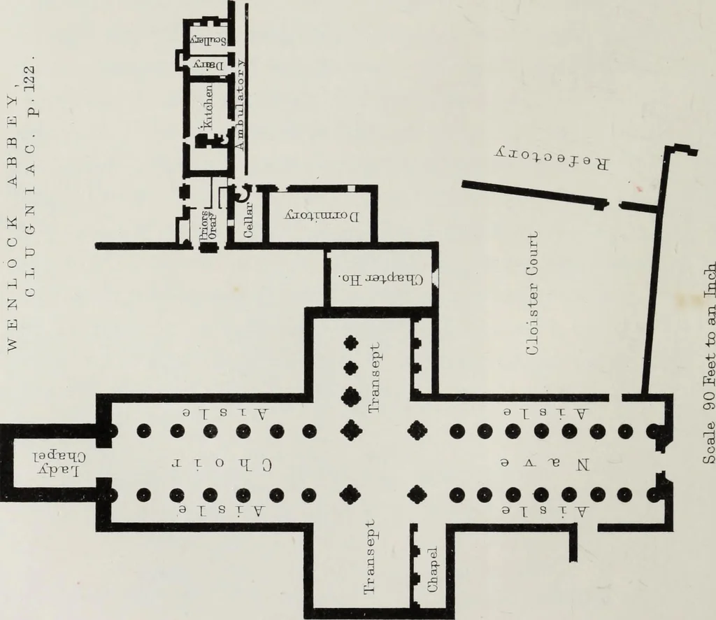 An illustration from Church and conventual arrangement. With copious references, a complete glossary, and an index. And illustrated by a series of ground-plans and plates of the arrangements of churches in different countries and at successive periods, and of the conventual plans adopted by the various orders, 1861, leaf 95
