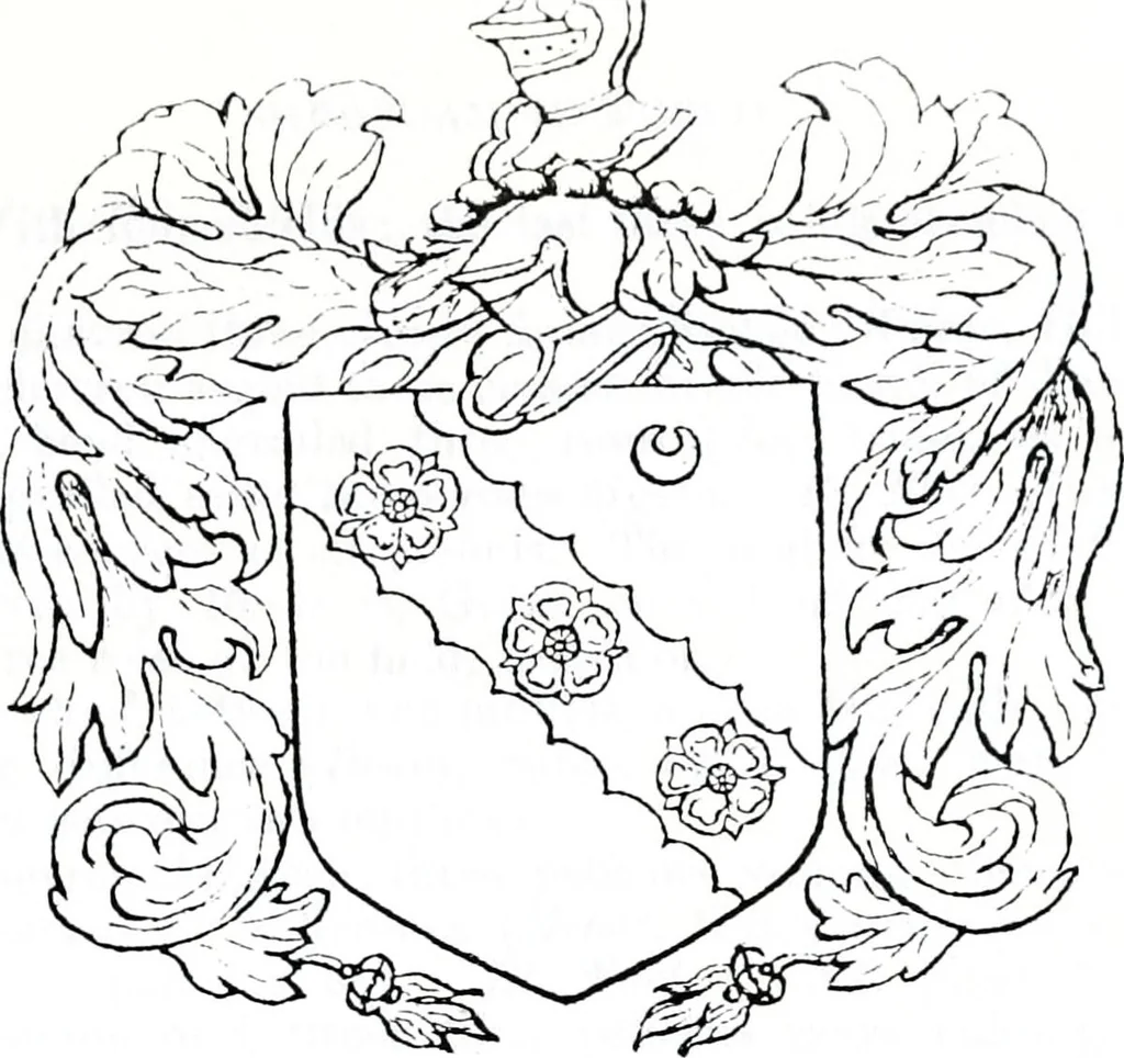 An illustration from The church heraldry of Norfolk : a description of all coats of arms on brasses, monuments, slabs, hatchments, &c., now to be found in the county, illustrated, with references to Blomefield's History of Norfolk and Burke's Armory, together with notes from the inscriptions attached, 1887, leaf 174